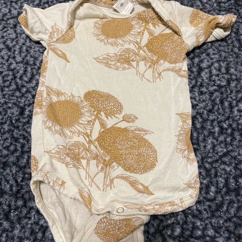 Kate Quinn sunflower bamboo onesie